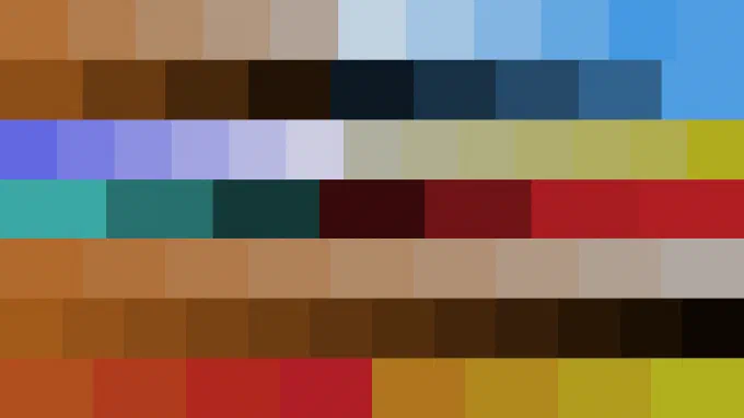A grid of related colors acting like a color theory chart